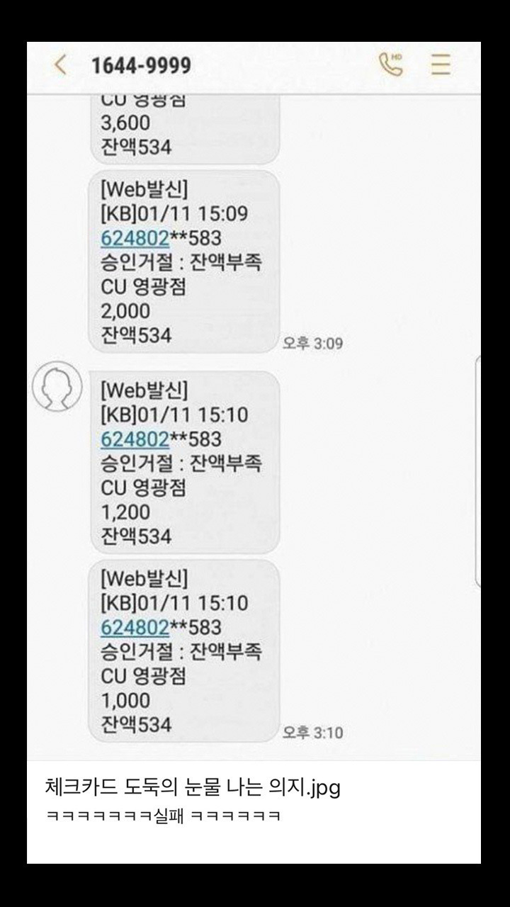 체크카드도둑의 눈물나는 의지 | 인스티즈