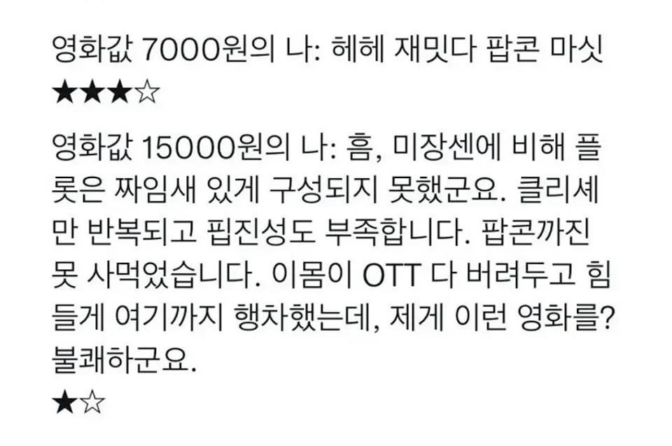  영화값이 7천원일 때의 나 vs 1만5천원일 때의 나.jpg1