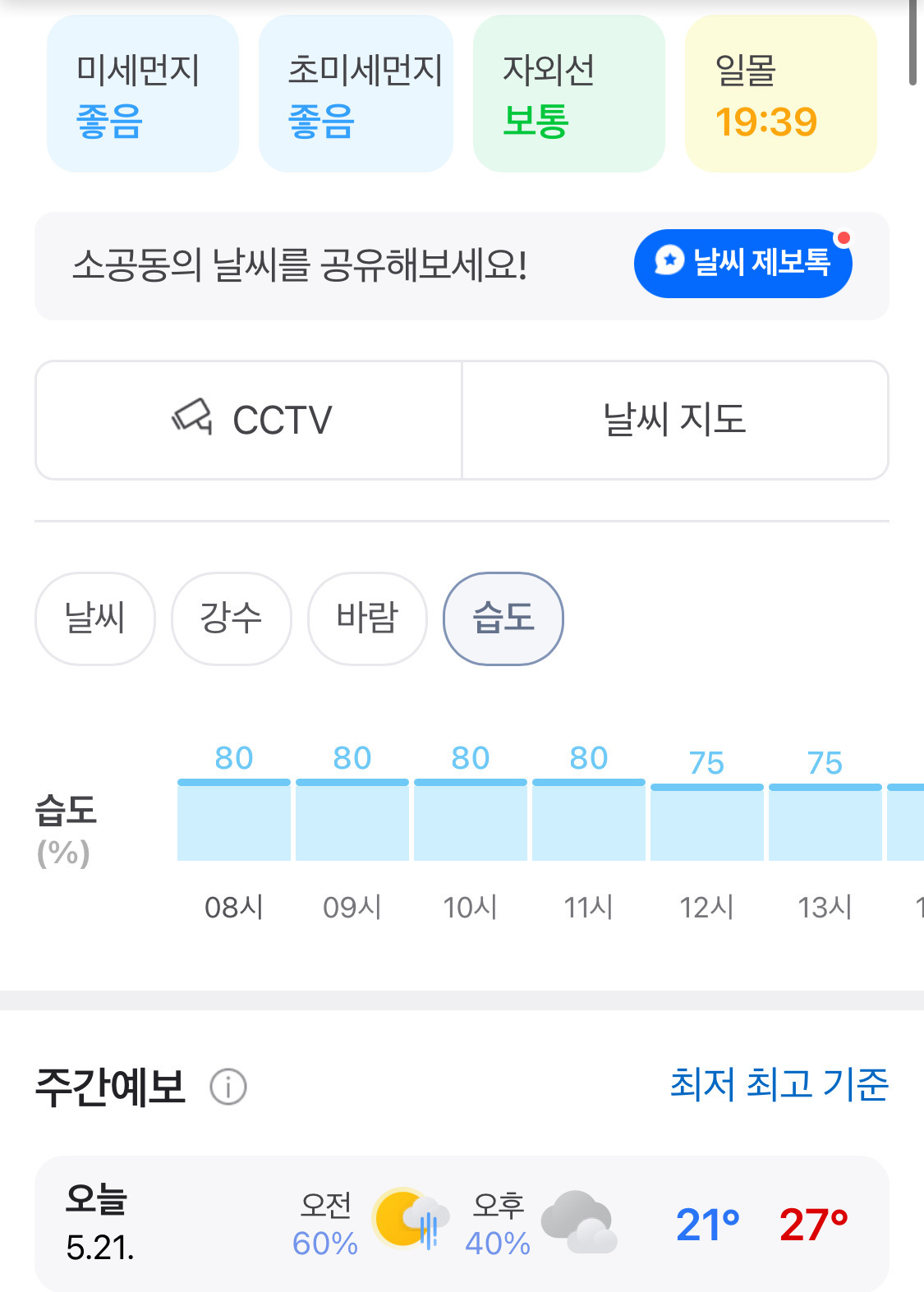  오늘자 서울 기준 습도 근황