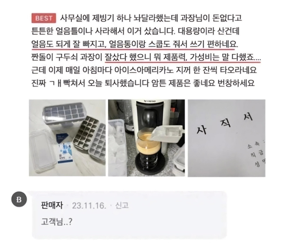  얼음틀 구매후기1