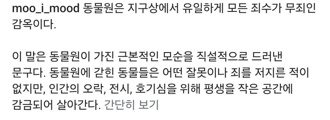 동물원은 지구상에서 모든 죄수가 무죄인 감옥이다 | 인스티즈