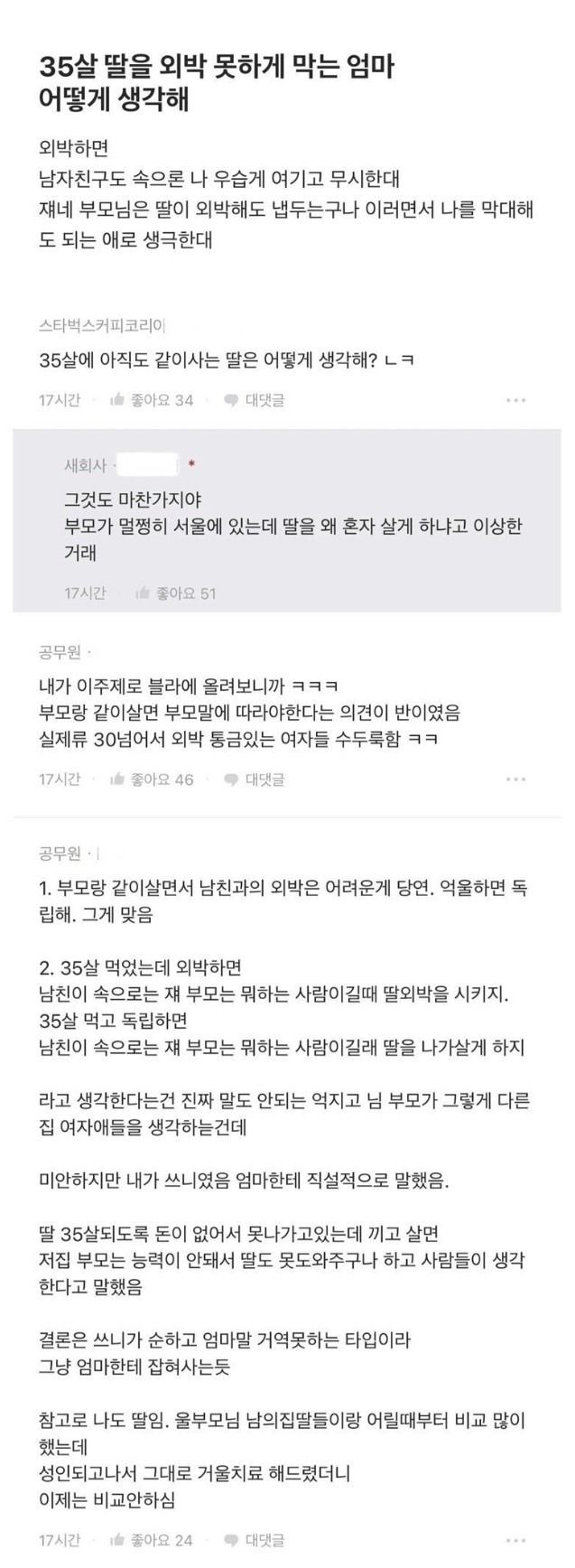  35살 딸 외박 금지한 엄마