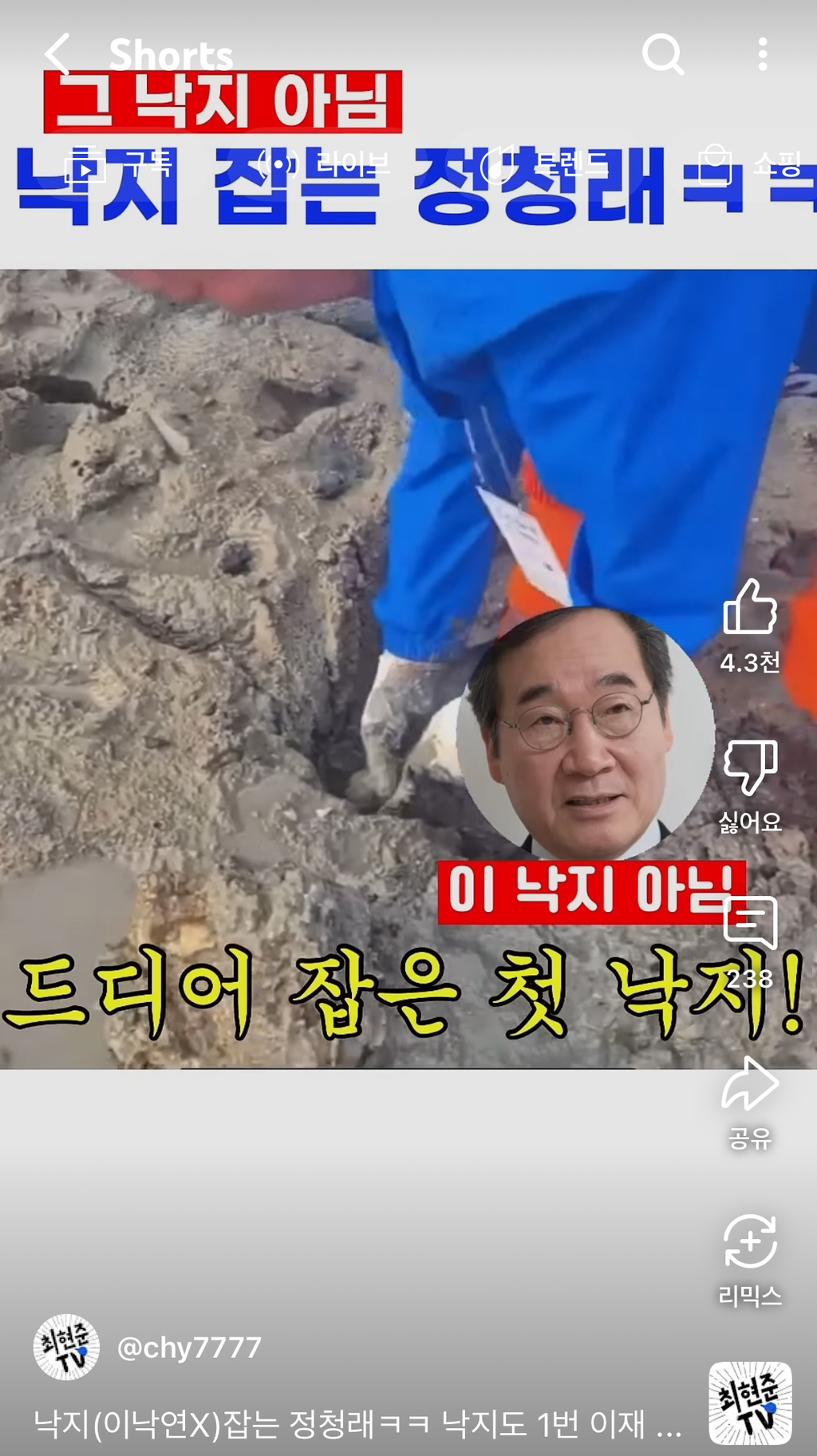  낙지 잡는 정청래 (feat.그 낙지 아니에여😆)