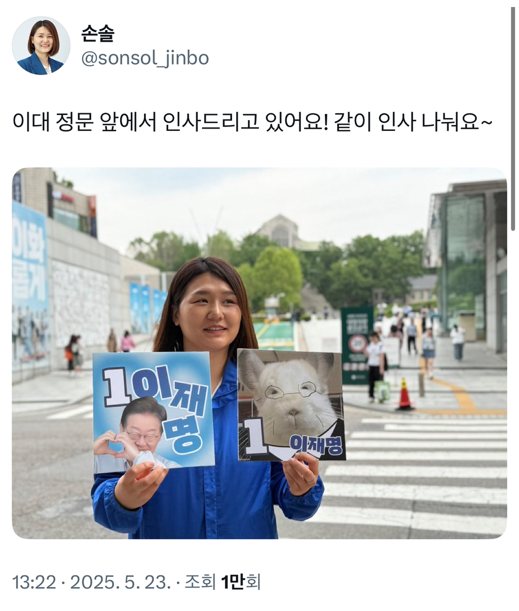  애국 고양이짤이랑 비교되는 감다살 자체인 이재명 선대위 피켓