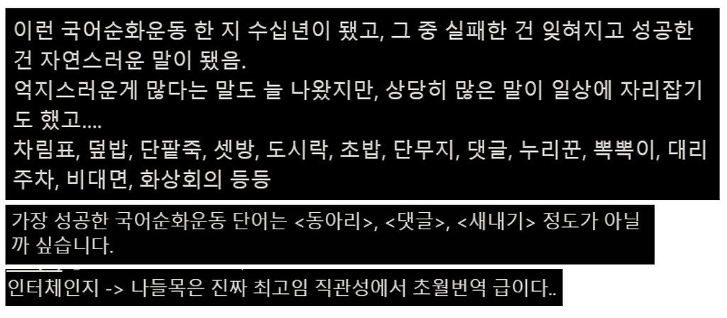 무리수같은 국어순화운동을 계속 하는 이유.jpg | 인스티즈
