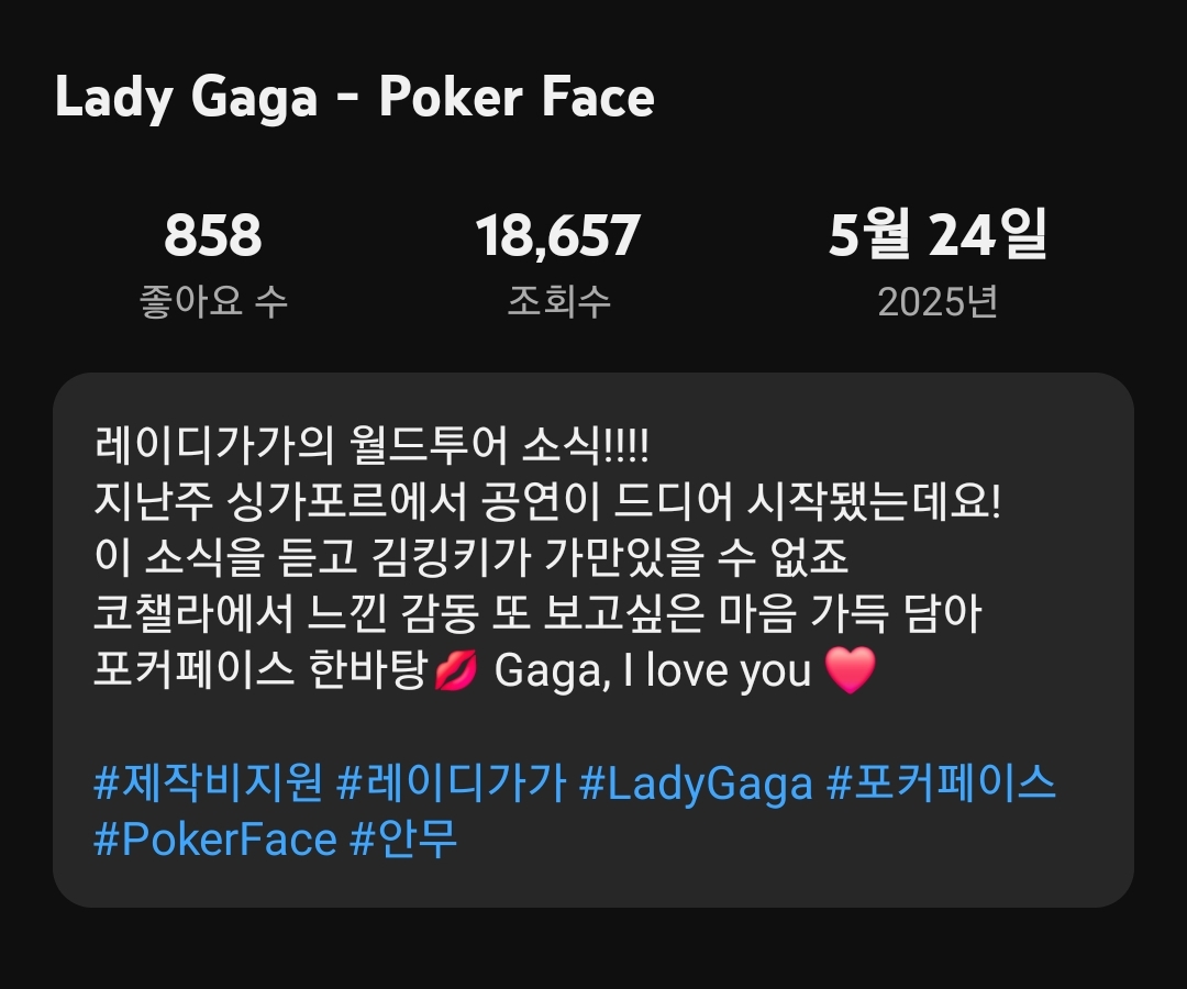  레이디 가가 포커 페이스 안무 홍보 영상 올린 킹키