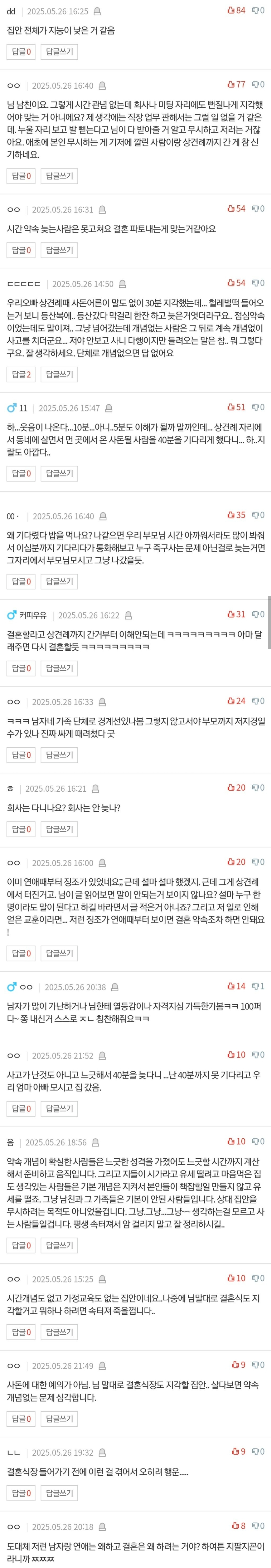 상견례에 단체로 40분 늦었습니다 | 인스티즈