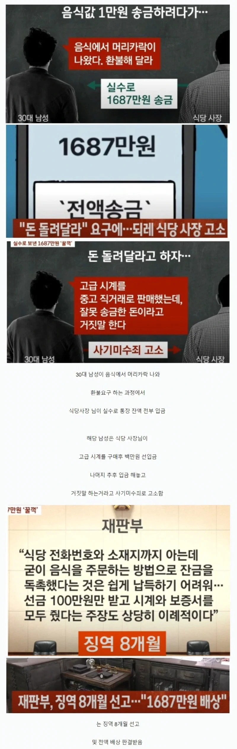  실수로 약 1600만원 송금해서 돌려달라 하자 되레 상대방 고소