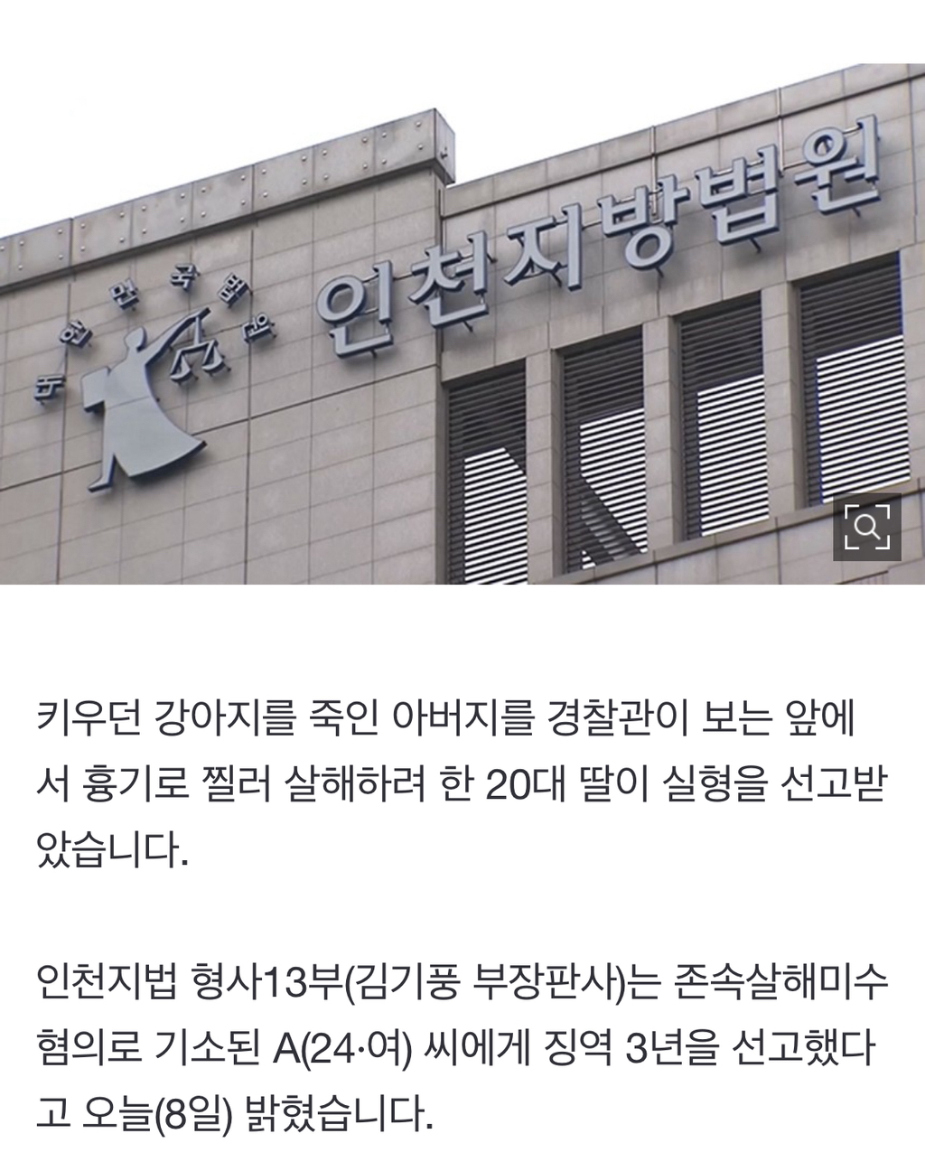 반려견 죽였다고 경찰관 앞에서 아버지 살해하려 한 딸 실형 | 인스티즈