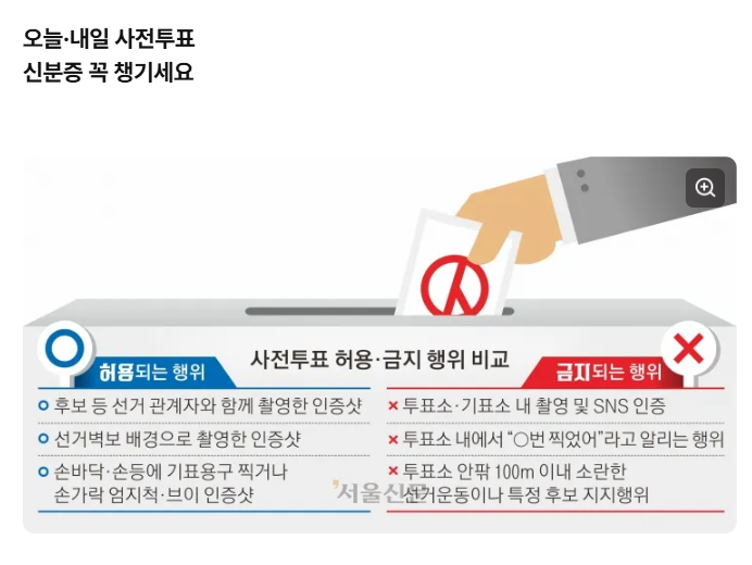  사전투표 허용,금지 행위 비교