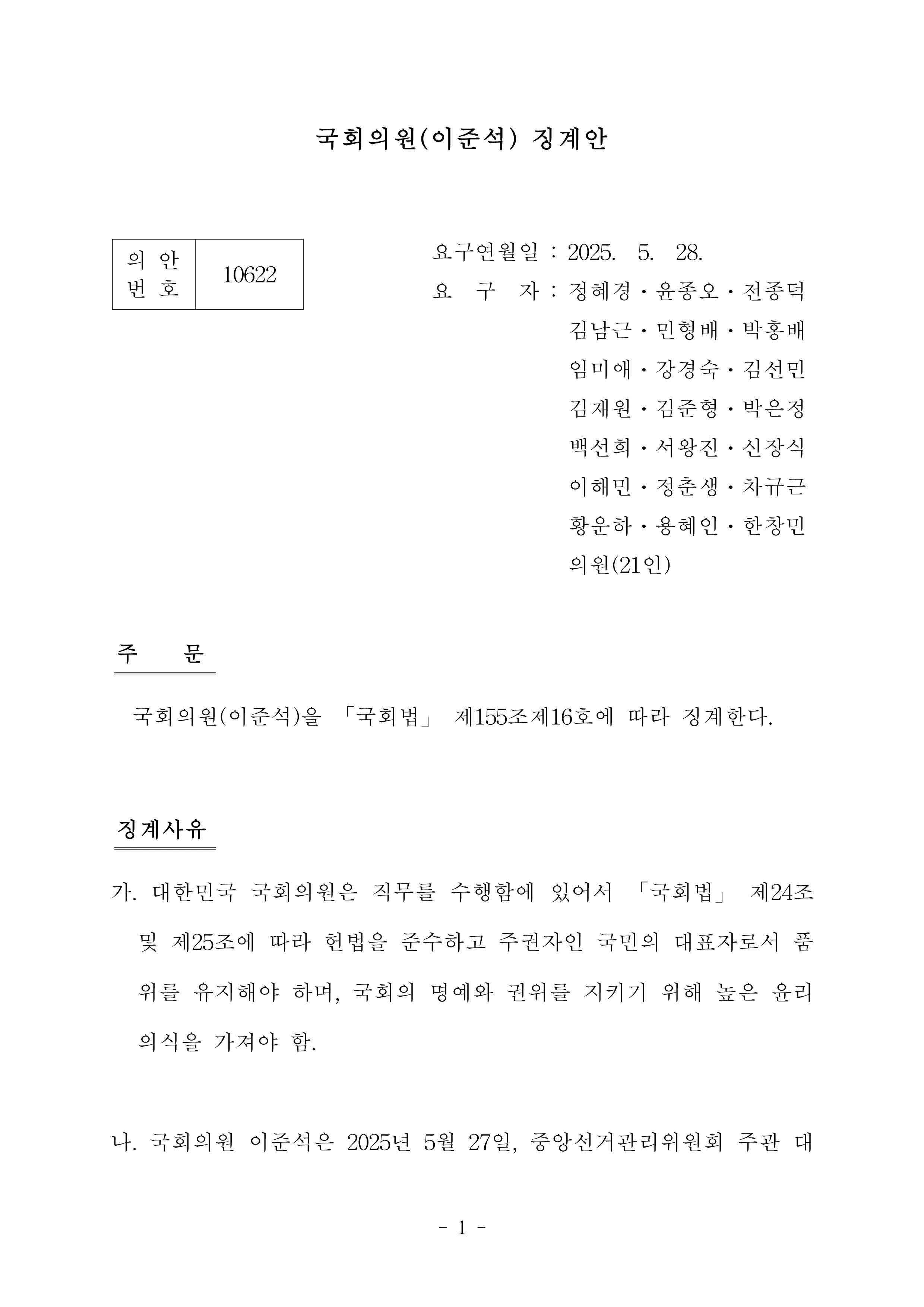  이준석 징계안 전문1