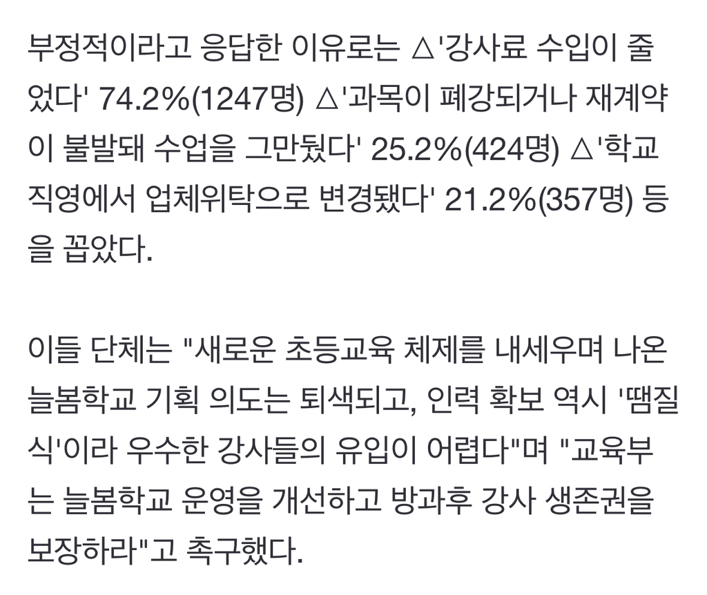 늘봄학교 도입 후 일자리를 잃은 방과후 강사들 | 인스티즈