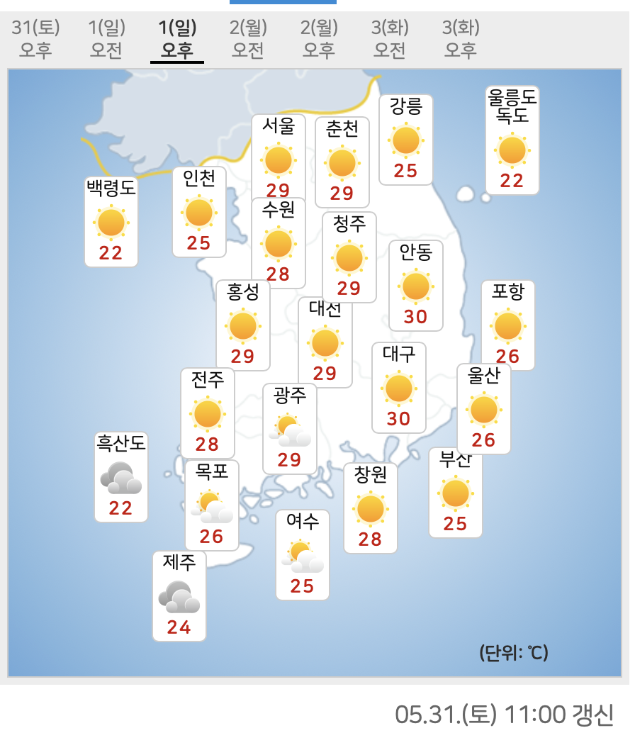 내일 오후 날씨 예보
