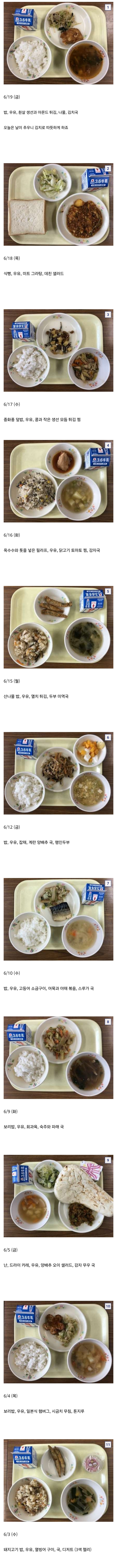 평균적이라는 일본 급식 사진