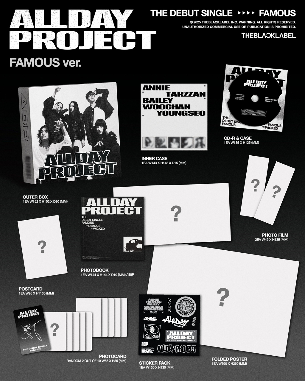 더블랙레이블 혼성그룹 ALLDAY PROJECT 데뷔 싱글 'FAMOUS' 앨범 사양 | 인스티즈