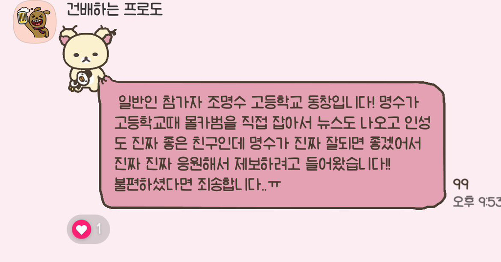  몰카범 잡아서 뉴스에 나왔던 보플2 개인 연습생