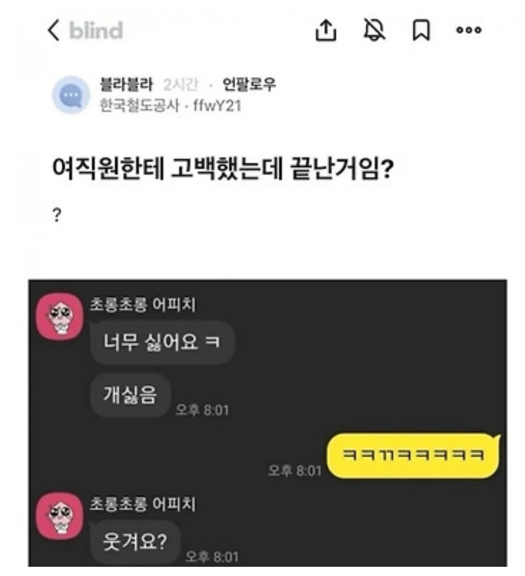 여직원한테 고백했는데 끝난거임?.blind