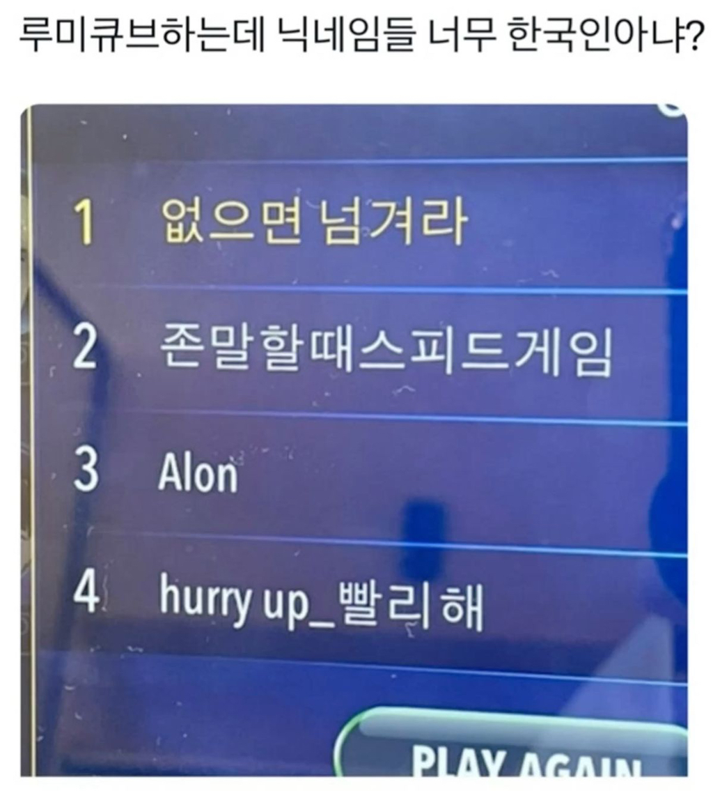 루미큐브하는데 닉네임들 너무 한국인 아냐?.twt | 인스티즈