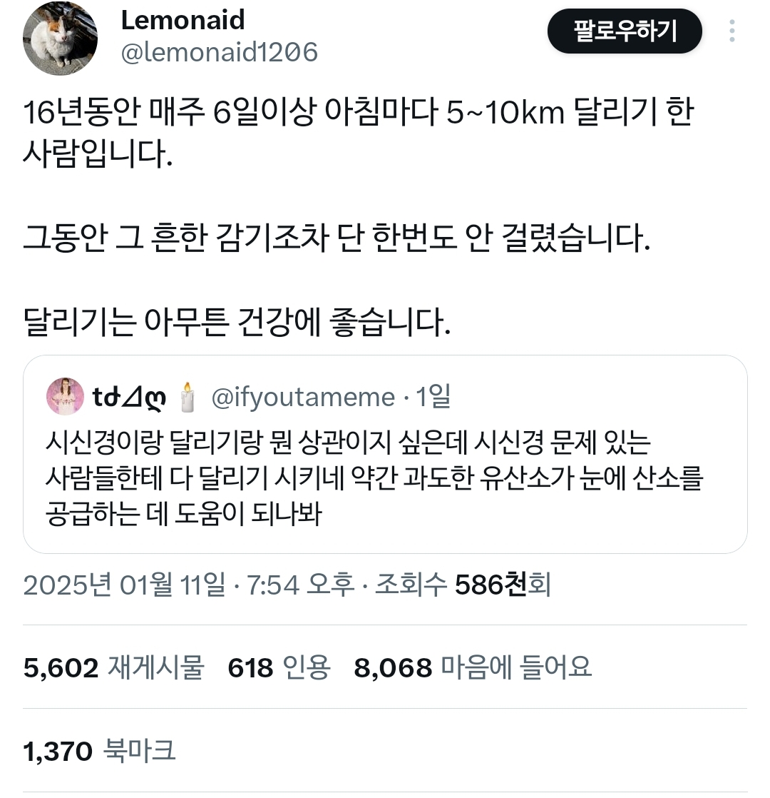 시신경이랑 달리기랑 뭔 상관이지 싶은데 시신경 문제 있는 사람들한테 다 달리기 시키네 .twt | 인스티즈