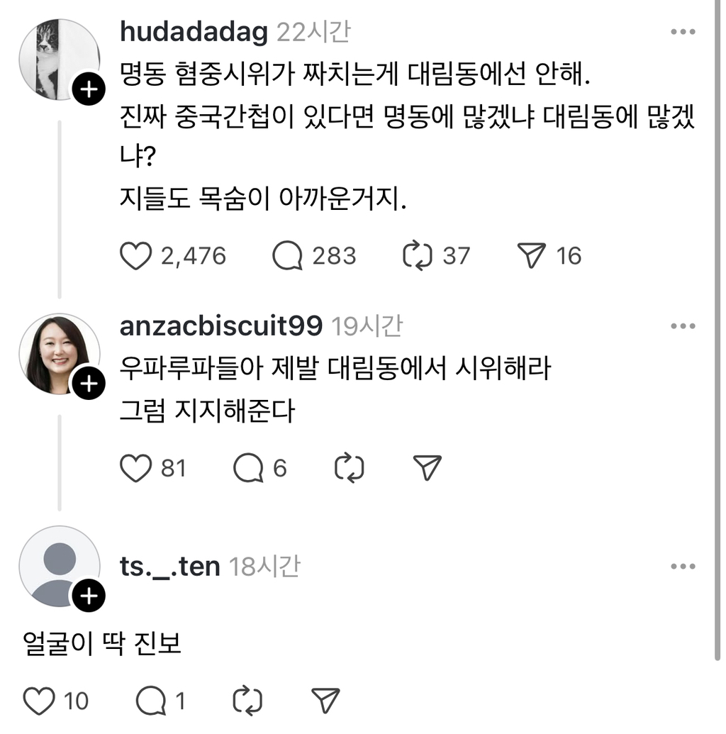 명동 혐중시위가 짜치는게 대림동에선 안해.thread | 인스티즈