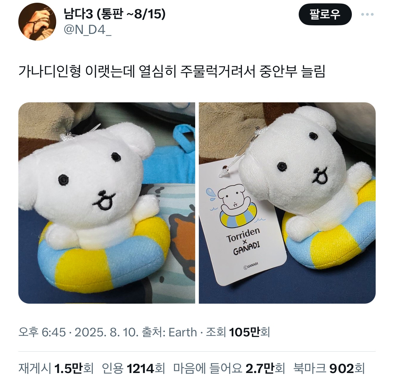 가나디인형 이랫는데 열심히 주물럭거려서 중안부 늘림 | 인스티즈