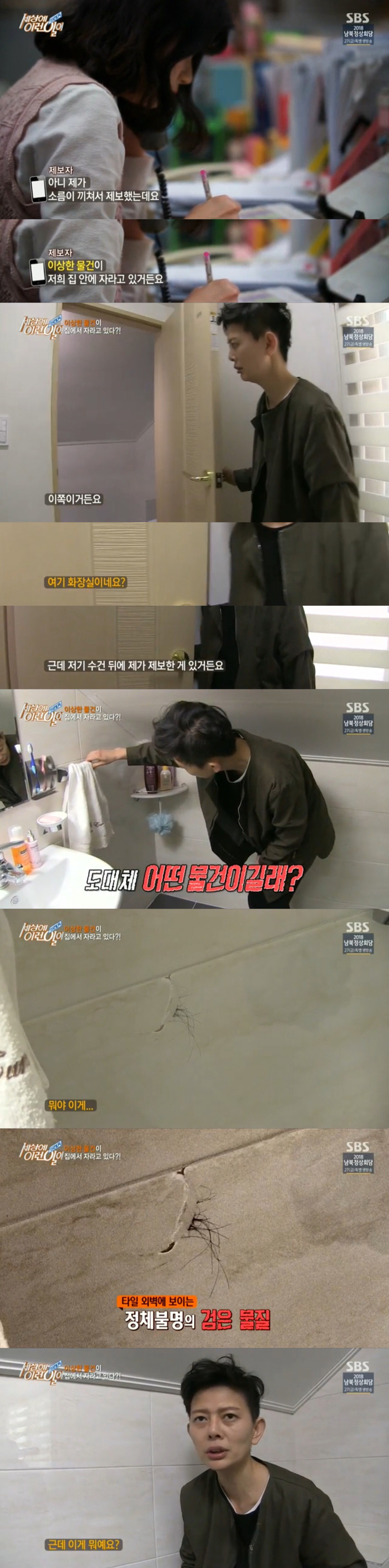 욕실벽에 낀 의문의 머리카락 | 인스티즈