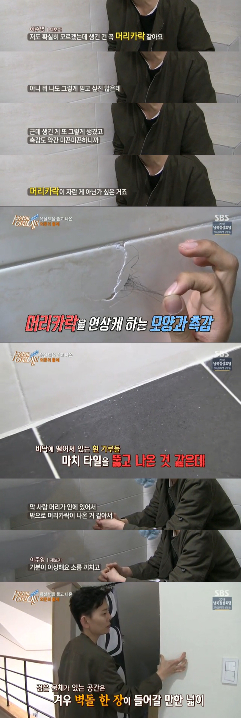 욕실벽에 낀 의문의 머리카락 | 인스티즈