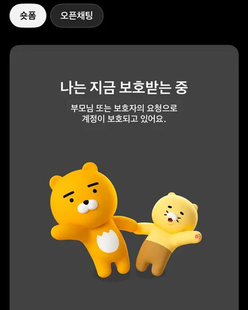 미성년자 카톡 숏폼 차단시 뜨는 화면이라고 함 | 인스티즈