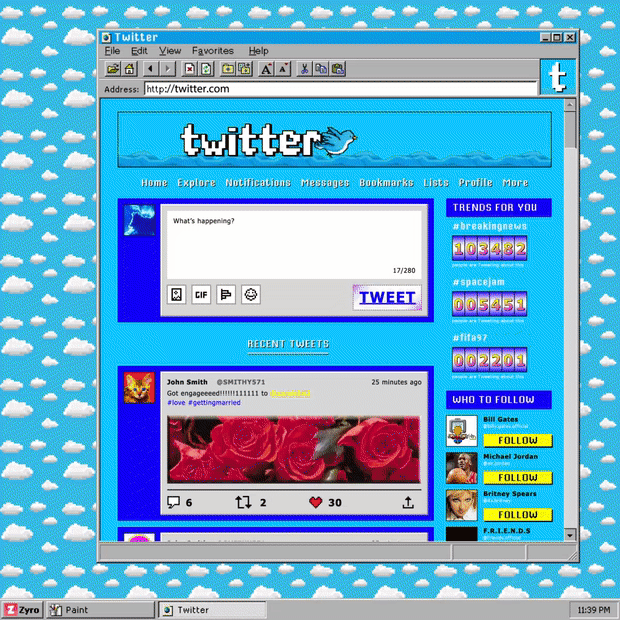 현재 인기 있는 사이트들의 90년대 레트로 스타일.gif | 인스티즈