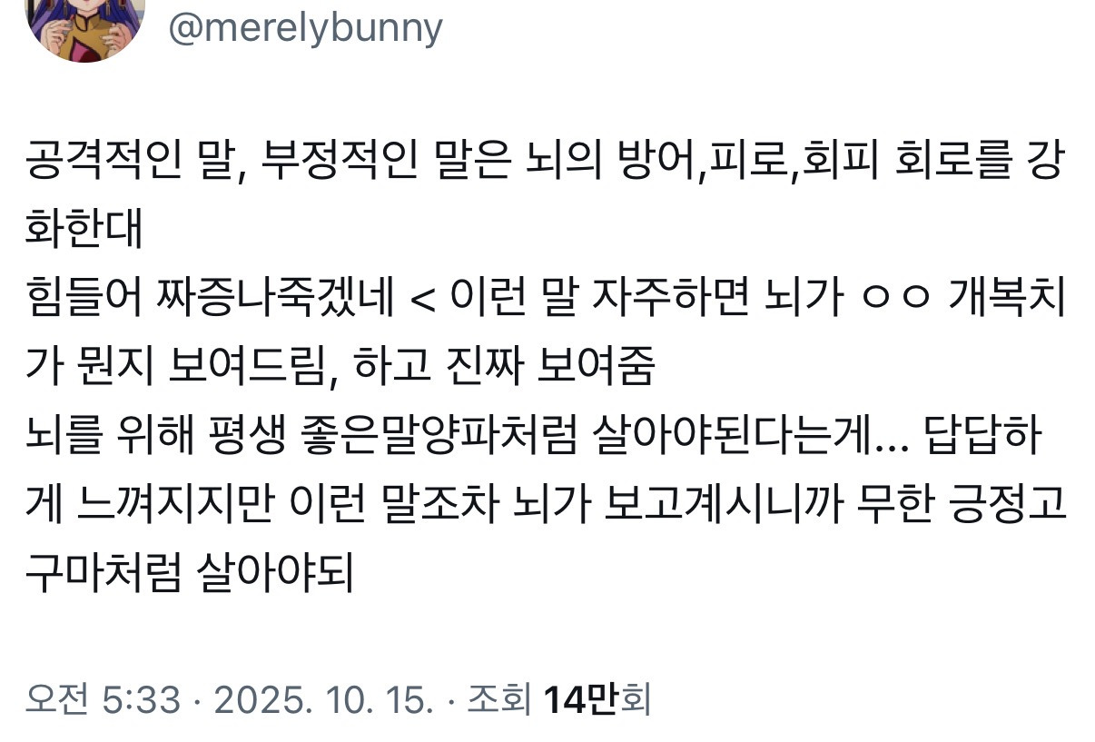 공격적인 말, 부정적인 말은 뇌의 방어,피로,회피 회로를 강화한대 | 인스티즈