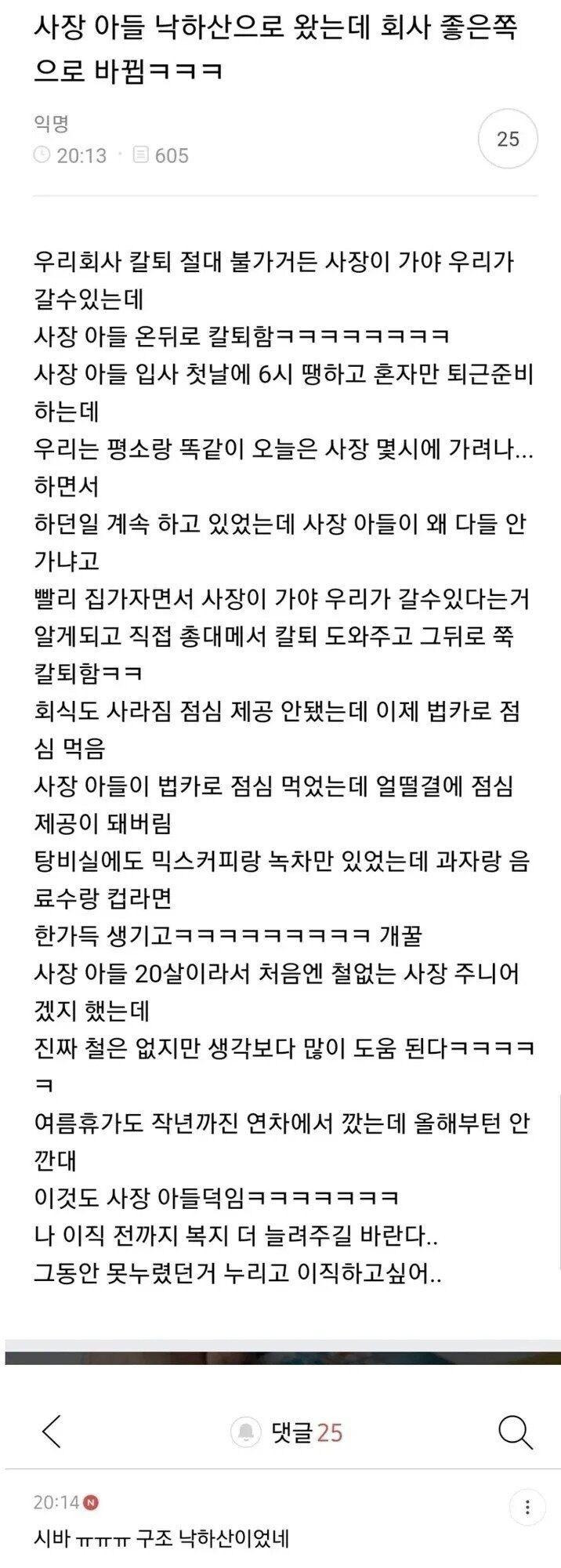 낙하산으로 회사 들어온 사장 아들 | 인스티즈