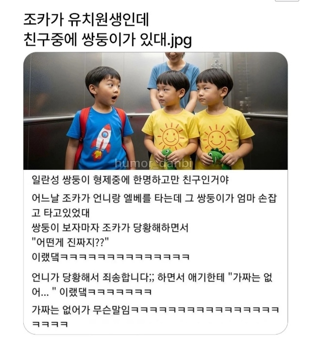 조카가 유치원생인데 친구중에 쌍둥이가 있음 | 인스티즈