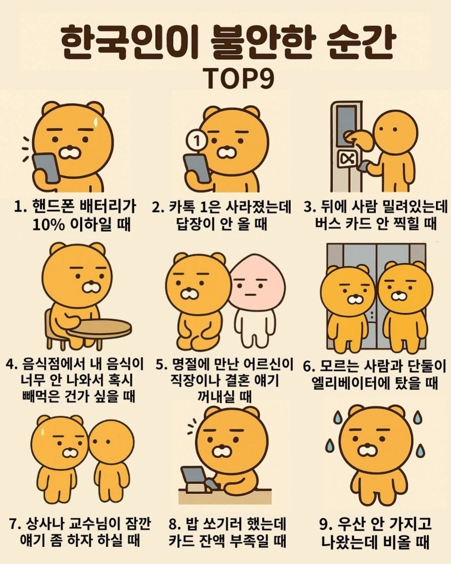 한국인이 불안한 순간 TOP9 | 인스티즈