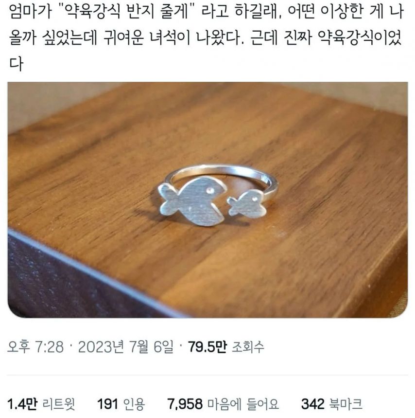 엄마가 주신 약육강식 반지 | 인스티즈