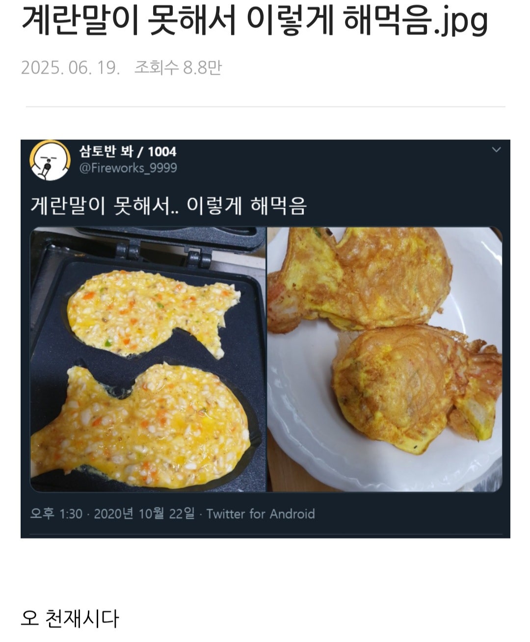 계란말이 못해서 이렇게 해먹음 | 인스티즈