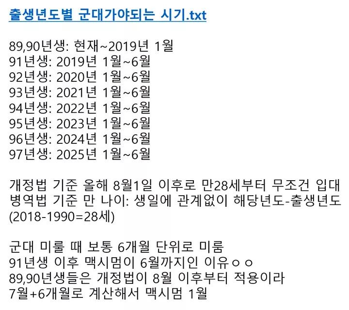 병역법 89.90년생 돌들 말고 91년생돌들 부터가 전쟁파티인듯.... | 인스티즈