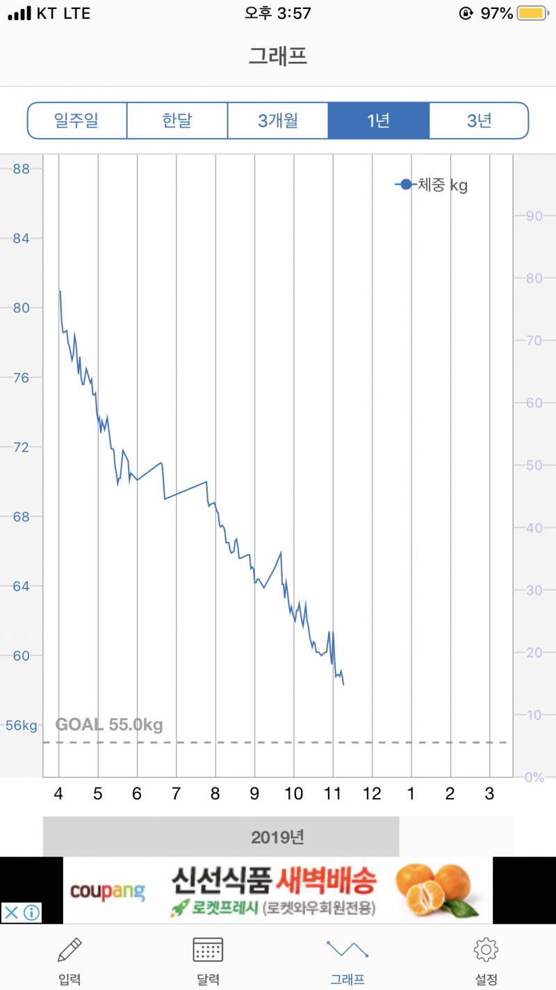 올해 몸무게 변화 그래프...룰루 | 인스티즈