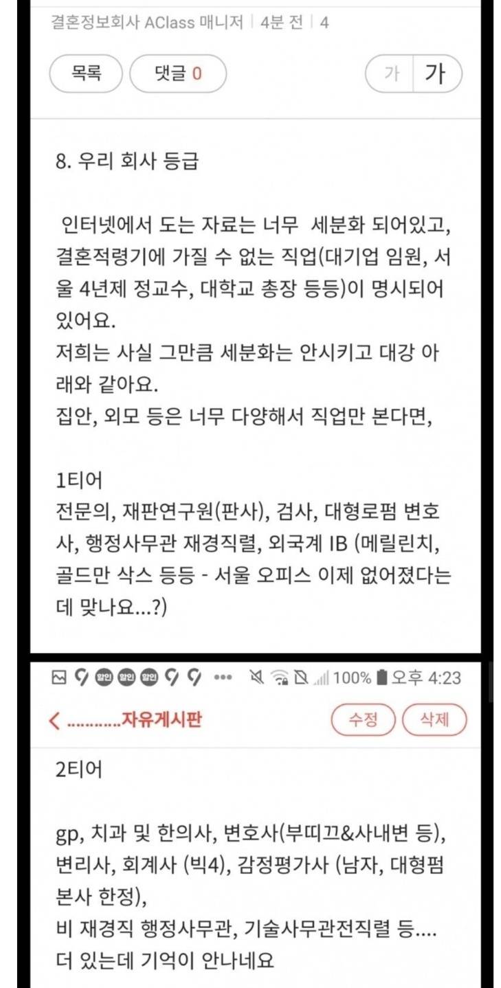 결정사에서보는 직업등급티어래 | 인스티즈