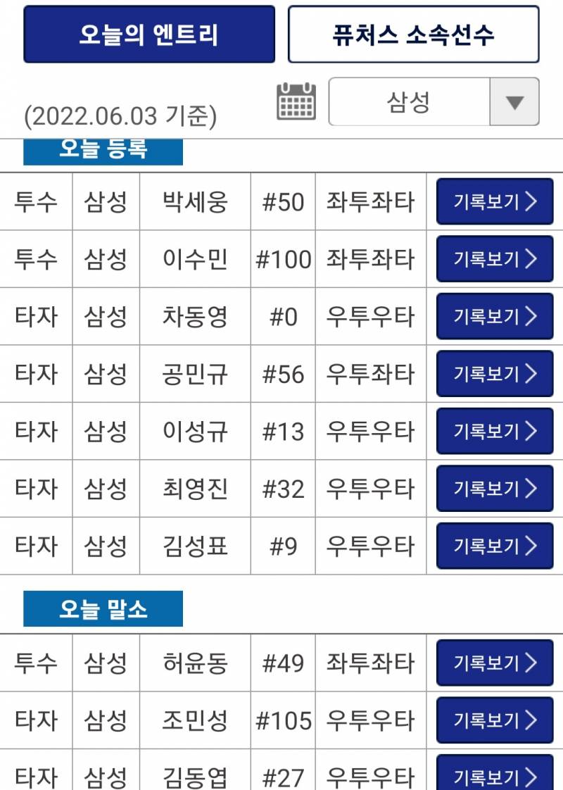 오늘 퓨처스 허윤동 조민성 김동엽 말소 | 인스티즈