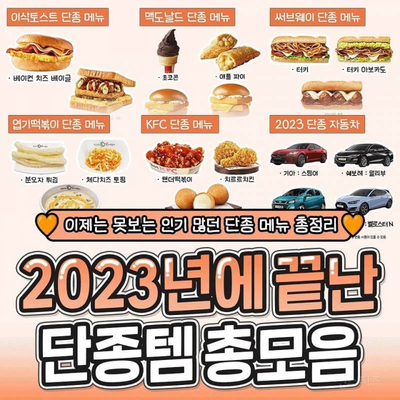 2023년에 끝난 단종템 | 인스티즈