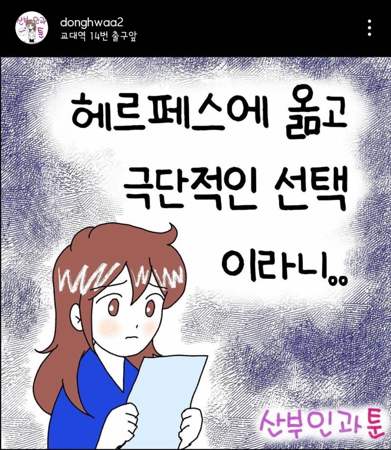 헤르페스에 옮고 극단적 선택이라니...(산부인과 툰) | 인스티즈