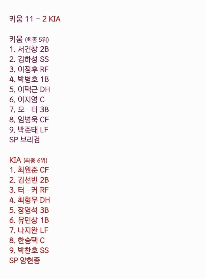 [잡담] 10개 구단 3년 전 개막전 라인업 | 인스티즈