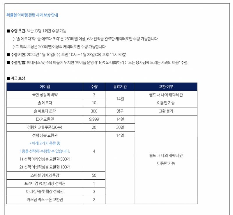 [잡담] 보상 공지떴다 | 인스티즈