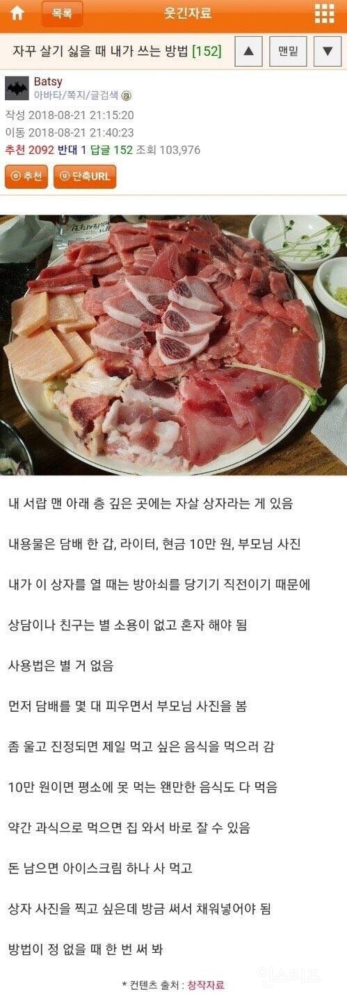 자꾸 살기 싫을 때 내가 쓰는 방법 | 인스티즈