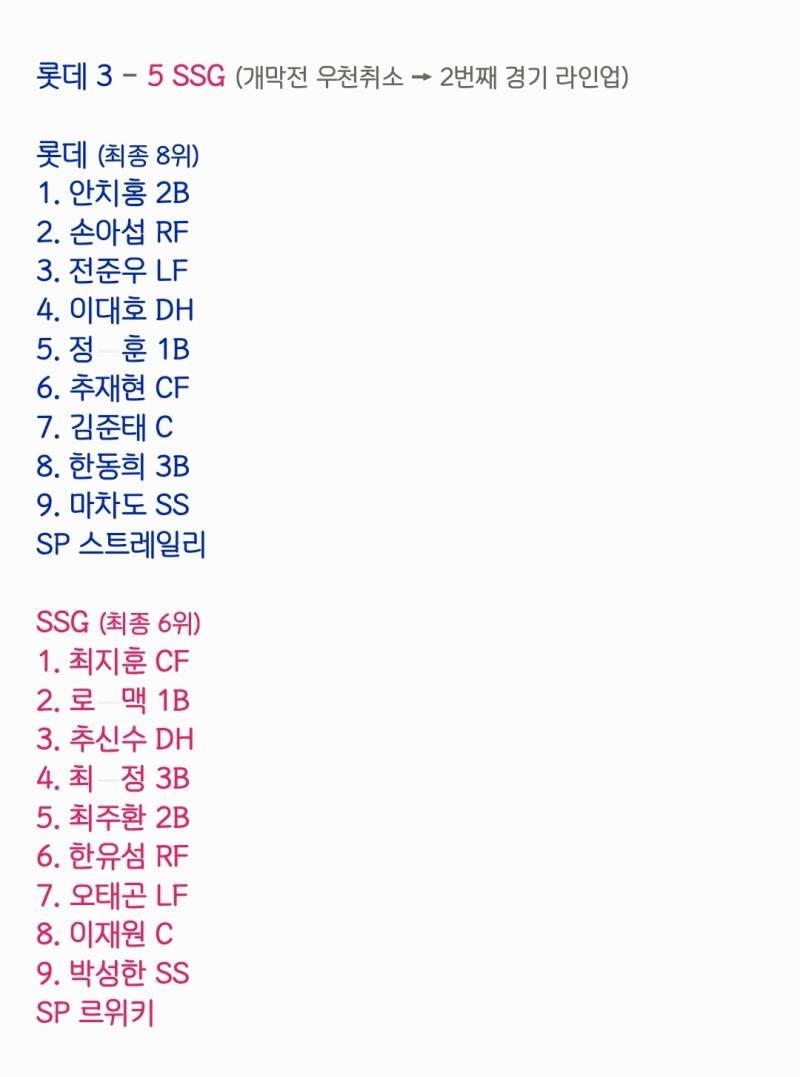 [잡담] 10개 구단 3년 전 개막전 라인업 | 인스티즈