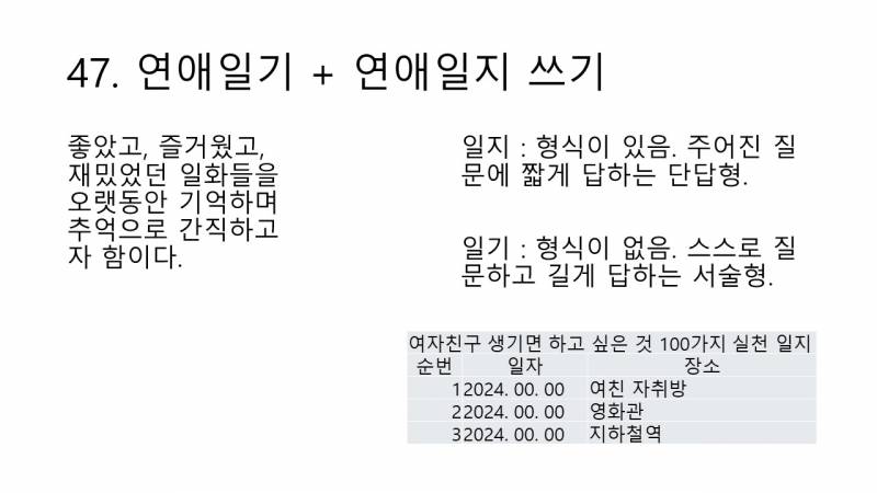 [기타] 애인 생기면 하고 싶은 것 100가지 PPT (미완성) | 인스티즈