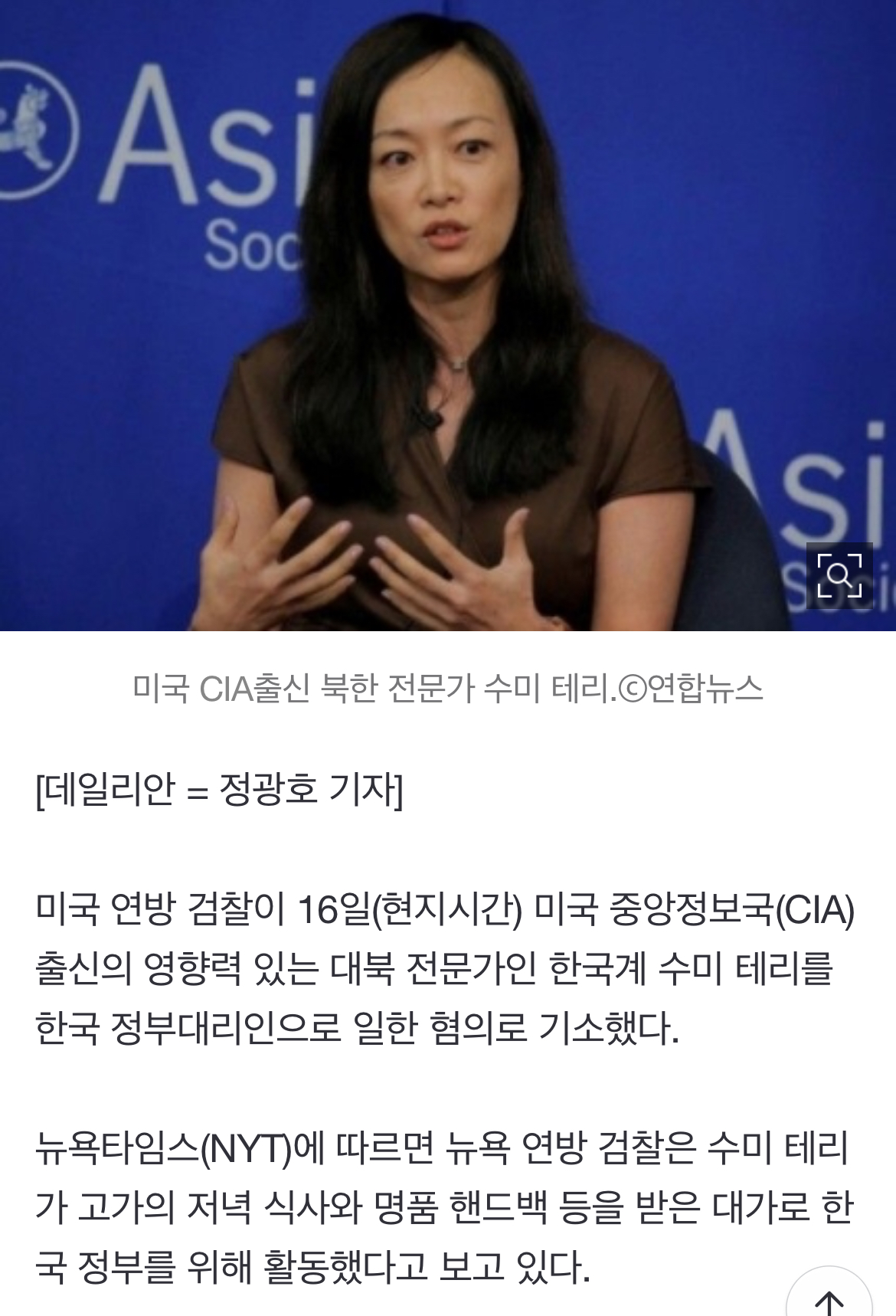 [정보/소식] [속보] 美, 한국계 수미 테리 '한국정부 대리혐의' 기소 | 인스티즈