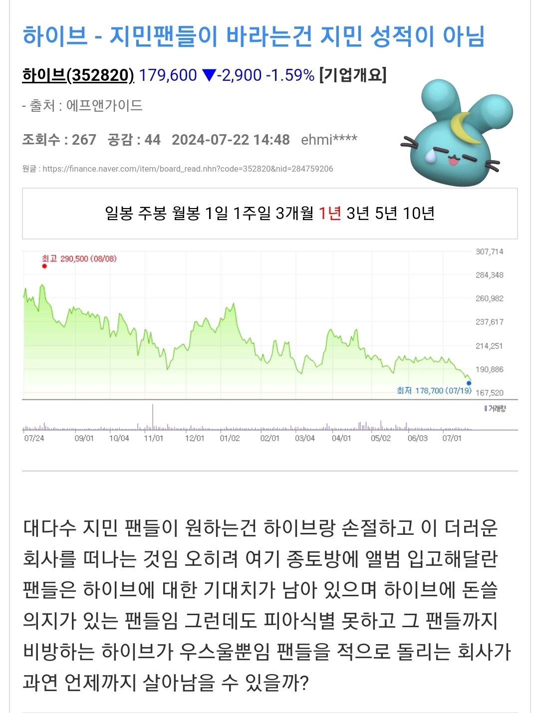 [마플] 하이브 종토방에 몰려가서 도배중인 방탄 팬들.jpg | 인스티즈