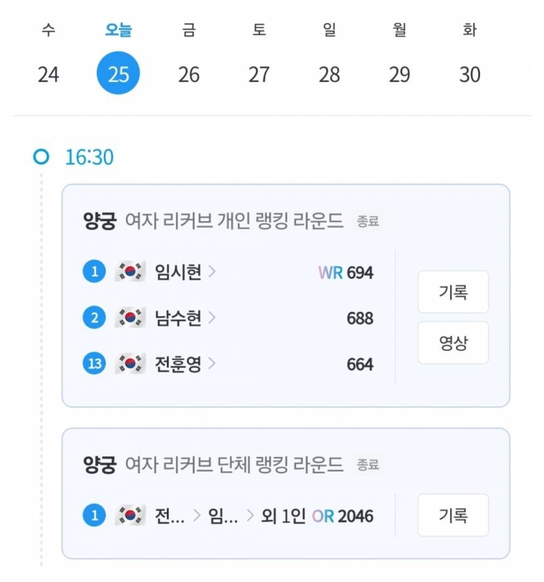 [정보/소식] 오늘 예선에서 세계신기록 + 올림픽신기록 달성한 우리나라 여자 양궁 선수들🇰🇷🇰🇷🇰🇷 | 인스티즈