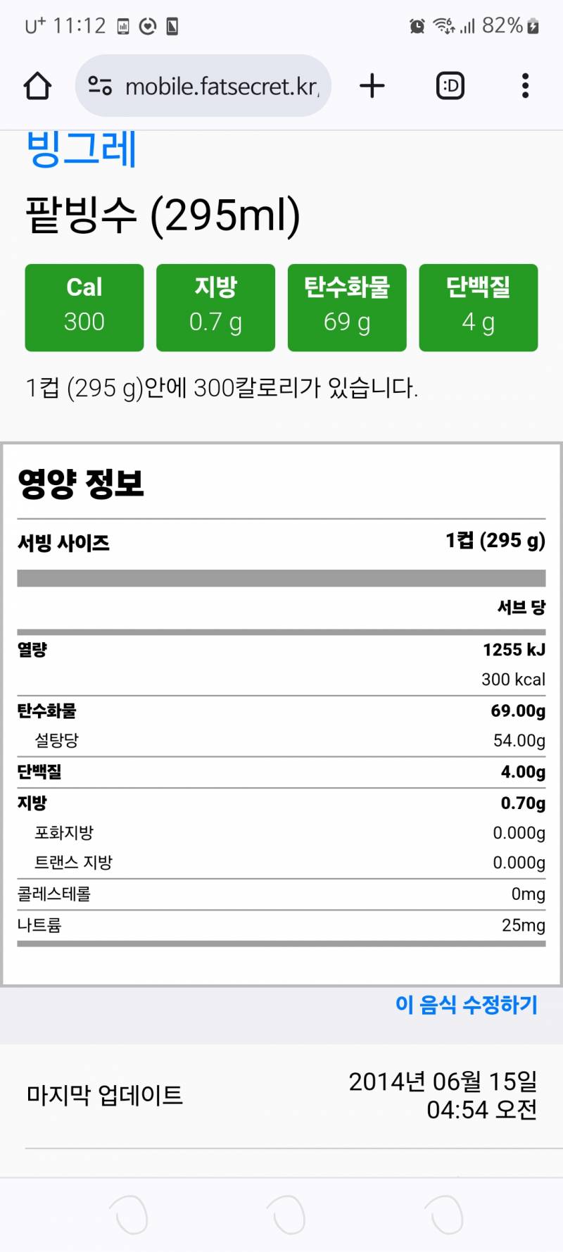 [잡담] 아니 팥빙수 당류 왜케높을까 | 인스티즈